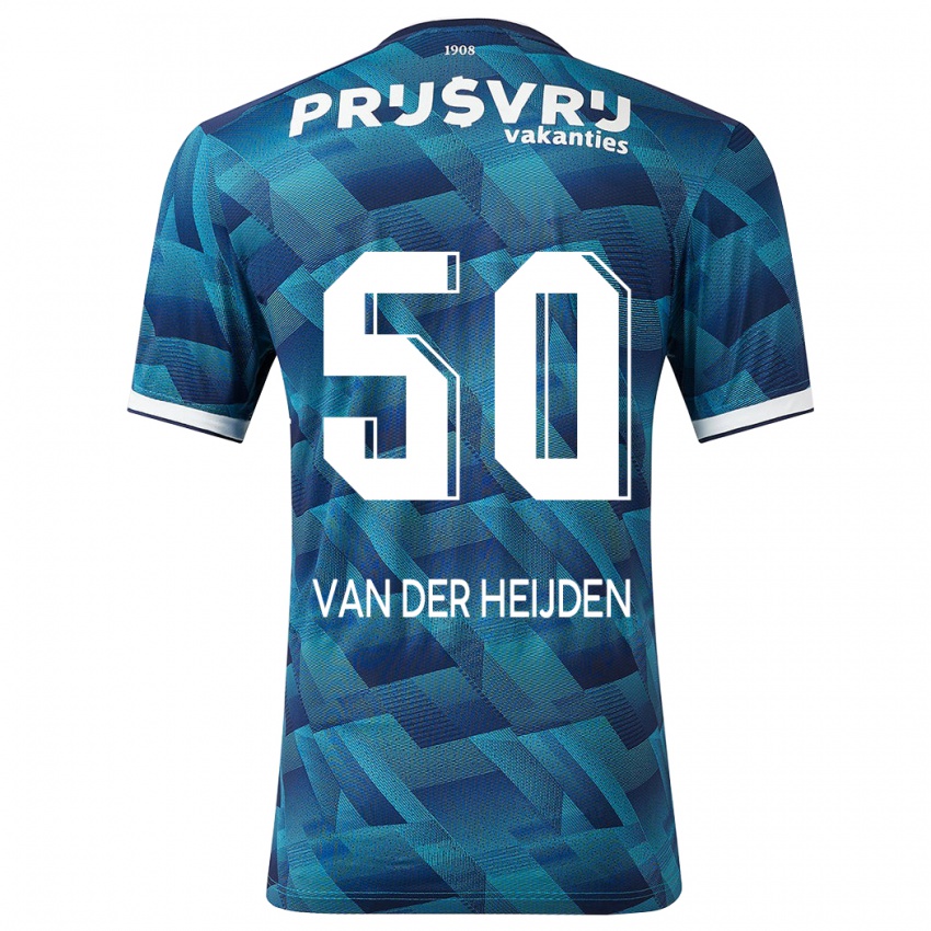 Mænd Delano Van Der Heijden #50 Blå Udebane Spillertrøjer 2023/24 Trøje T-Shirt