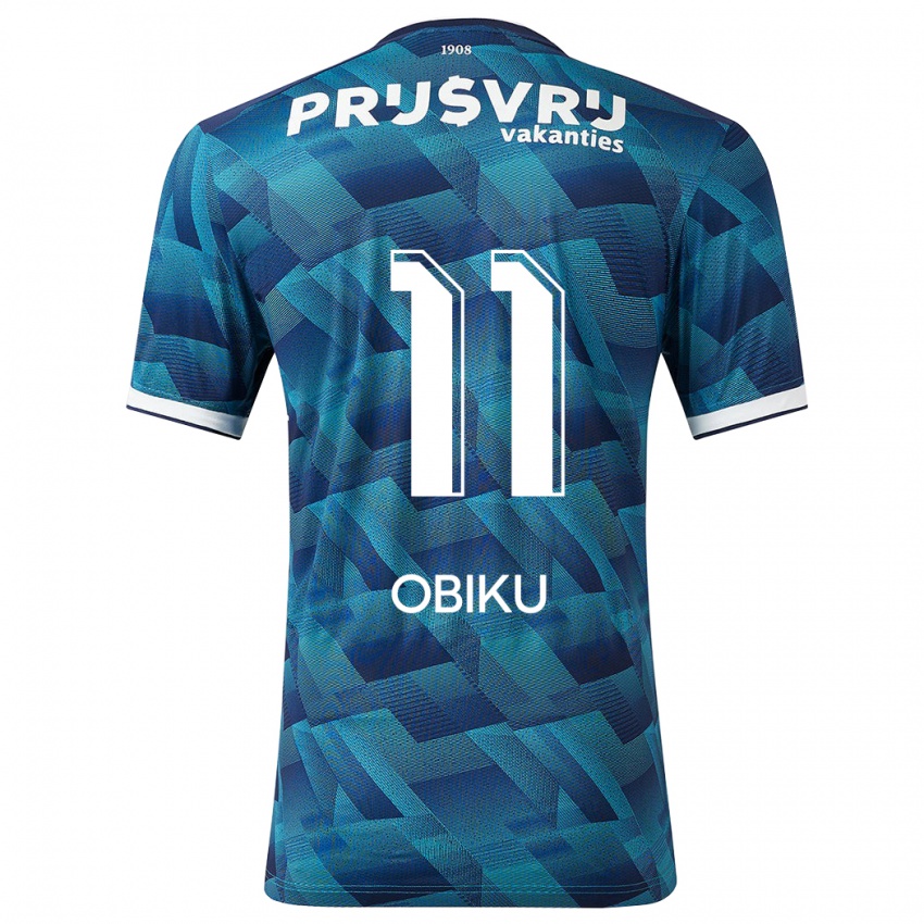 Mænd Junior Obiku #11 Blå Udebane Spillertrøjer 2023/24 Trøje T-Shirt