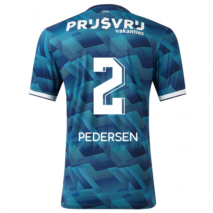 Mænd Marcus Pedersen #2 Blå Udebane Spillertrøjer 2023/24 Trøje T-Shirt