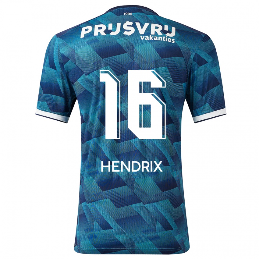 Mænd Jorrit Hendrix #16 Blå Udebane Spillertrøjer 2023/24 Trøje T-Shirt
