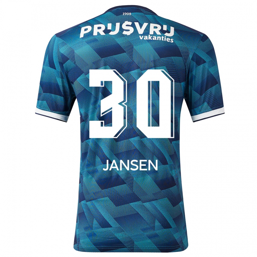 Mænd Thijs Jansen #30 Blå Udebane Spillertrøjer 2023/24 Trøje T-Shirt