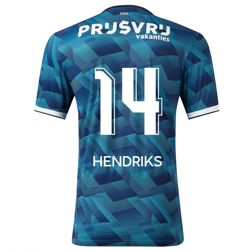 Mænd Kim Hendriks #14 Blå Udebane Spillertrøjer 2023/24 Trøje T-Shirt