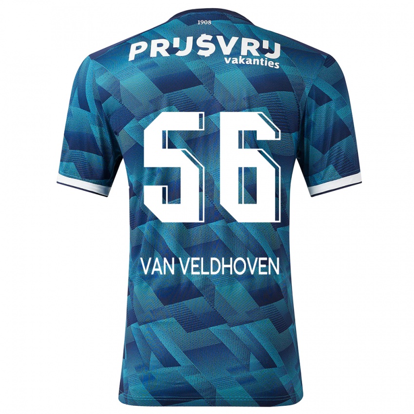 Mænd Kars Van Veldhoven #56 Blå Udebane Spillertrøjer 2023/24 Trøje T-Shirt