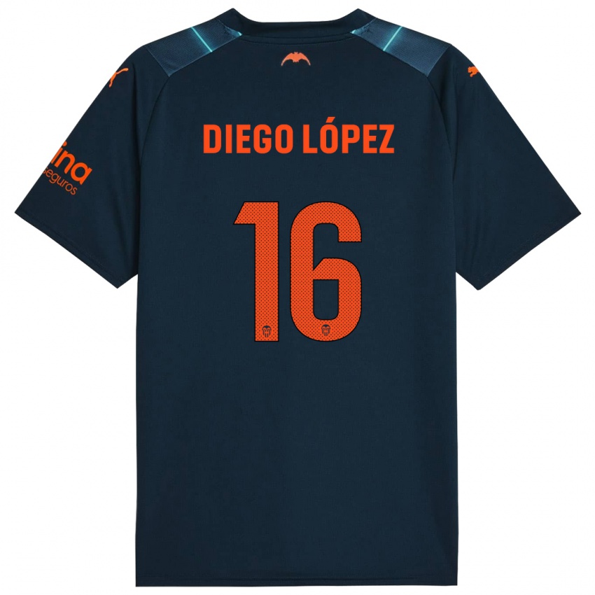 Mænd Diego Lopez #16 Marineblå Udebane Spillertrøjer 2023/24 Trøje T-Shirt