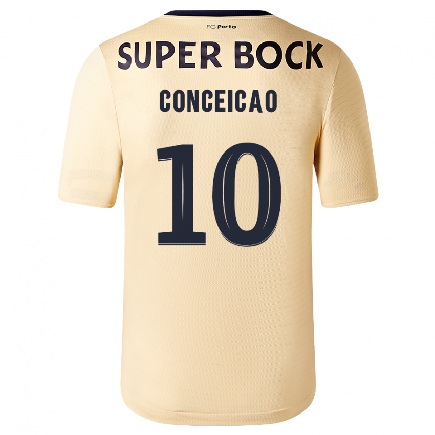 Mænd Francisco Conceicao #10 Beige-Guld Udebane Spillertrøjer 2023/24 Trøje T-Shirt