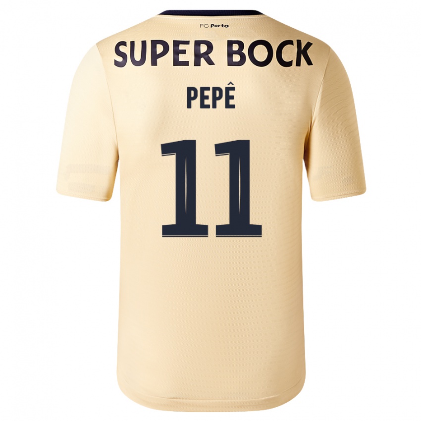 Mænd Pepe #11 Beige-Guld Udebane Spillertrøjer 2023/24 Trøje T-Shirt