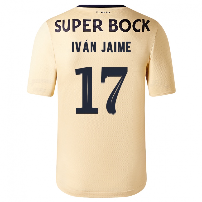 Mænd Iván Jaime #17 Beige-Guld Udebane Spillertrøjer 2023/24 Trøje T-Shirt