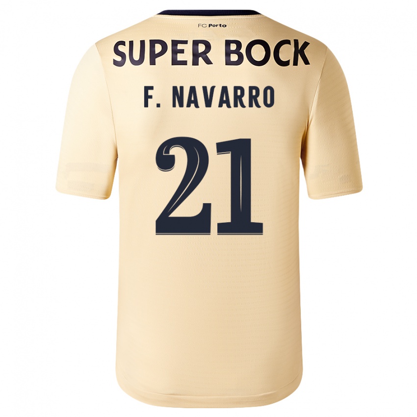 Mænd Fran Navarro #21 Beige-Guld Udebane Spillertrøjer 2023/24 Trøje T-Shirt