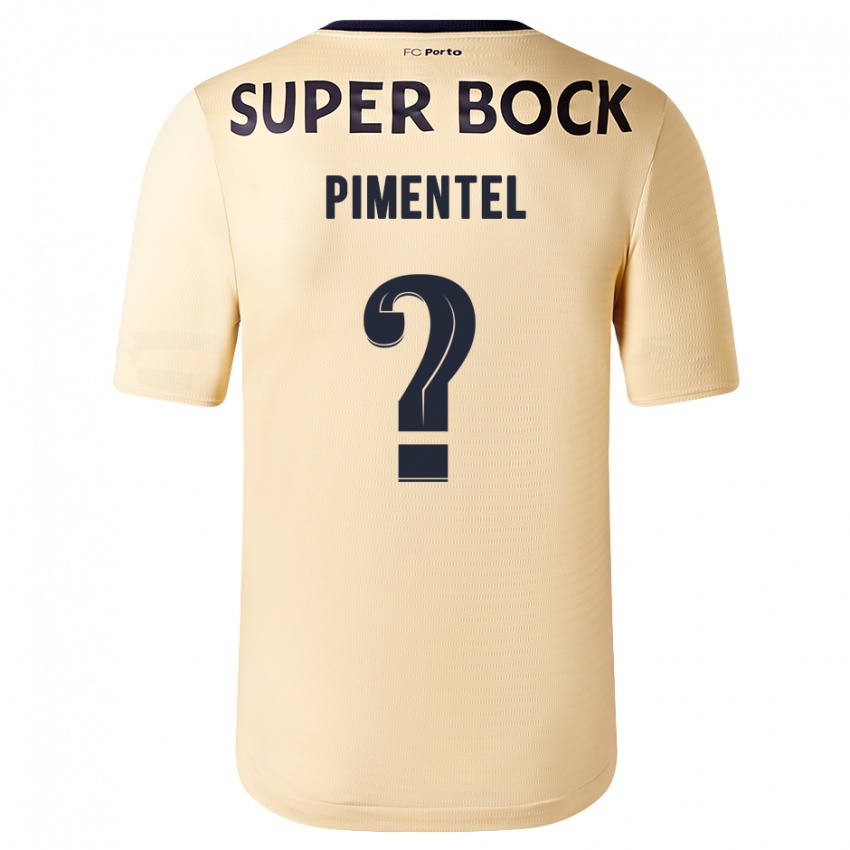 Mænd Eric Pimentel #0 Beige-Guld Udebane Spillertrøjer 2023/24 Trøje T-Shirt