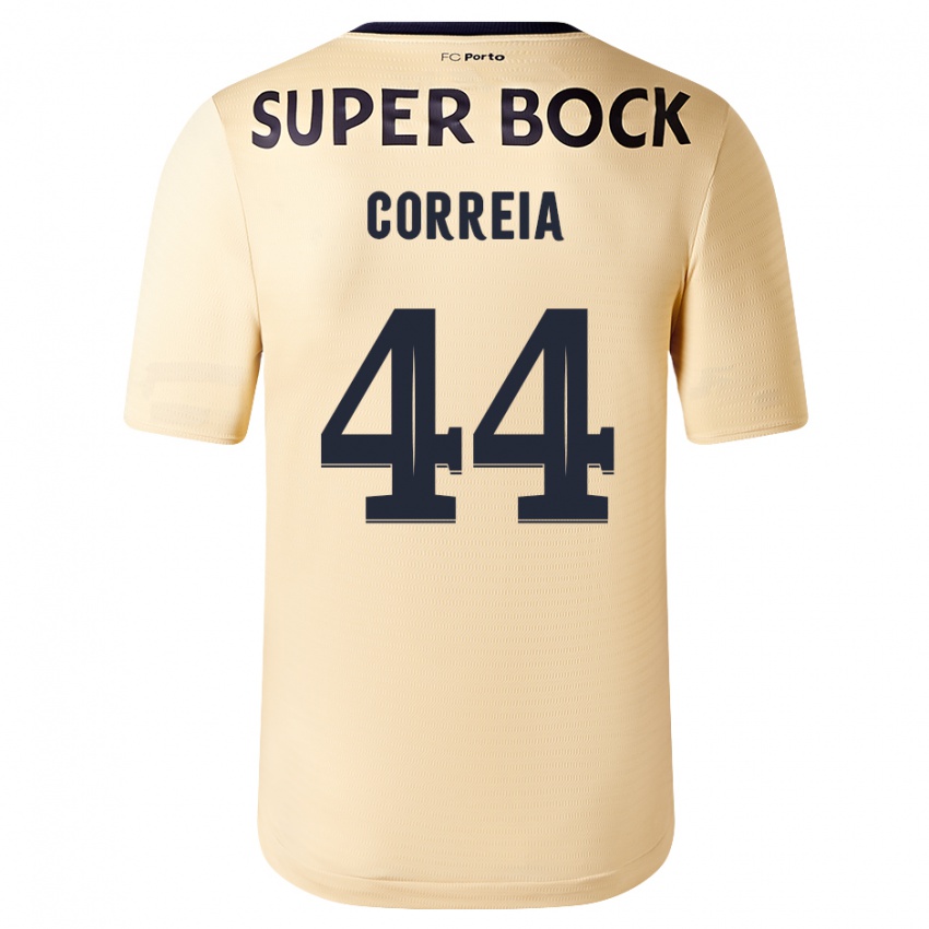 Mænd Romain Correia #44 Beige-Guld Udebane Spillertrøjer 2023/24 Trøje T-Shirt