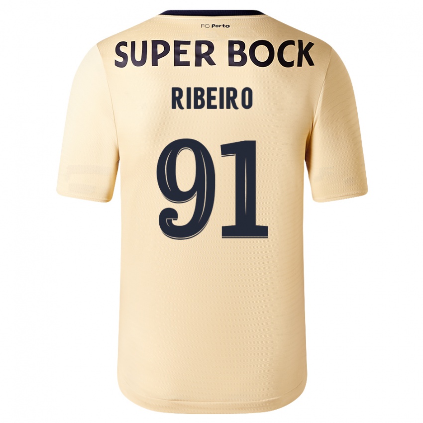 Mænd Gonçalo Ribeiro #91 Beige-Guld Udebane Spillertrøjer 2023/24 Trøje T-Shirt