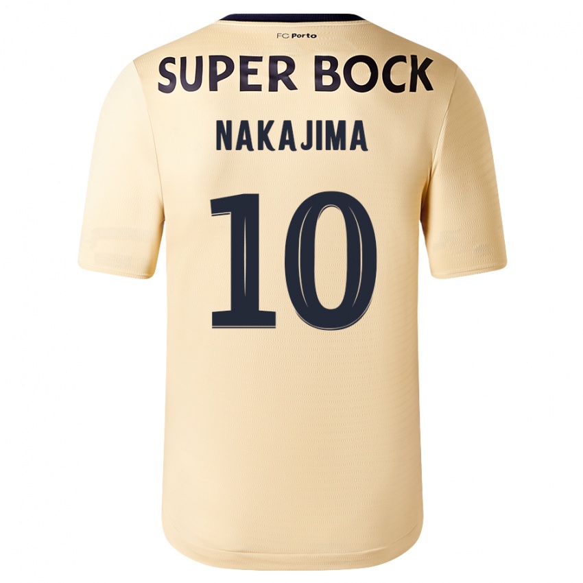 Mænd Shoya Nakajima #10 Beige-Guld Udebane Spillertrøjer 2023/24 Trøje T-Shirt