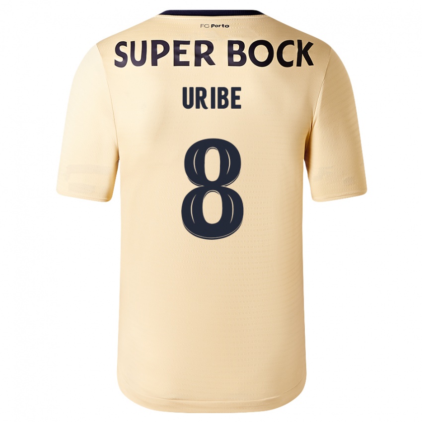 Mænd Mateus Uribe #8 Beige-Guld Udebane Spillertrøjer 2023/24 Trøje T-Shirt