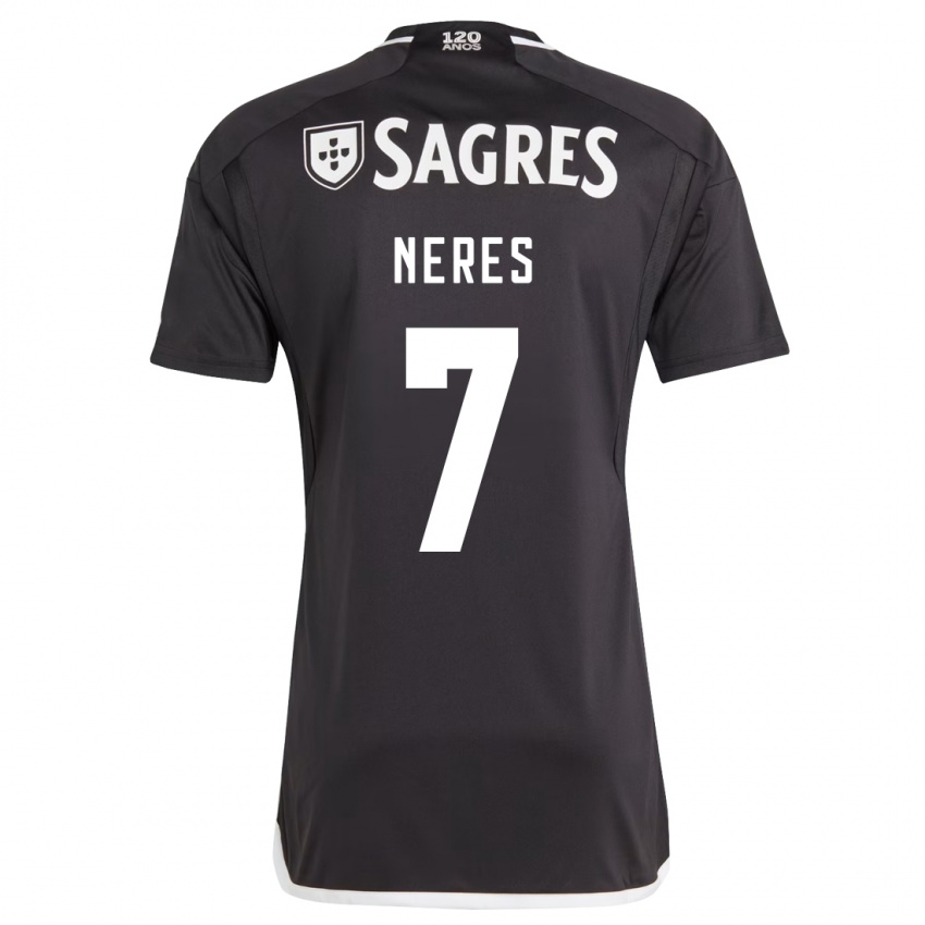 Mænd David Neres #7 Sort Udebane Spillertrøjer 2023/24 Trøje T-Shirt
