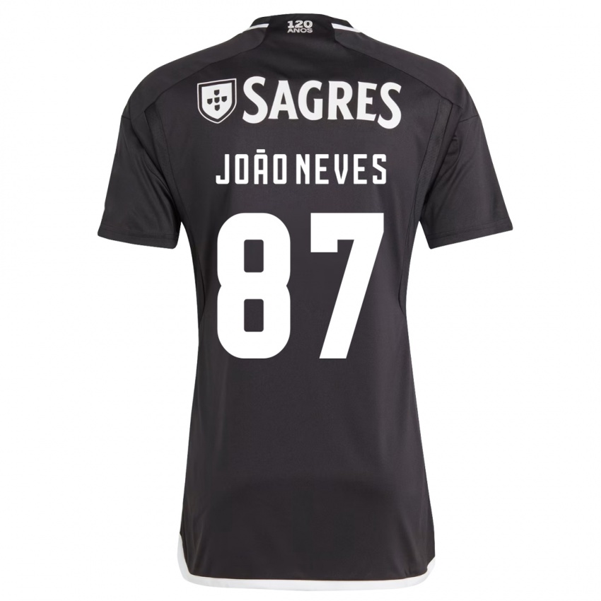Mænd João Neves #87 Sort Udebane Spillertrøjer 2023/24 Trøje T-Shirt