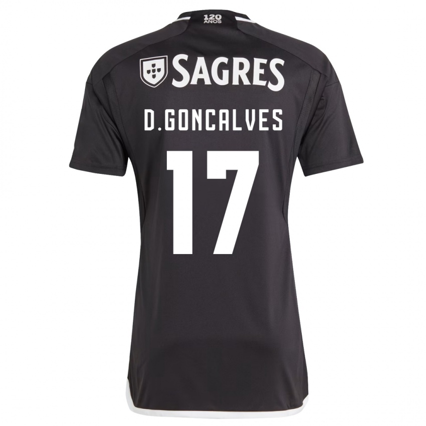 Mænd Diogo Goncalves #17 Sort Udebane Spillertrøjer 2023/24 Trøje T-Shirt