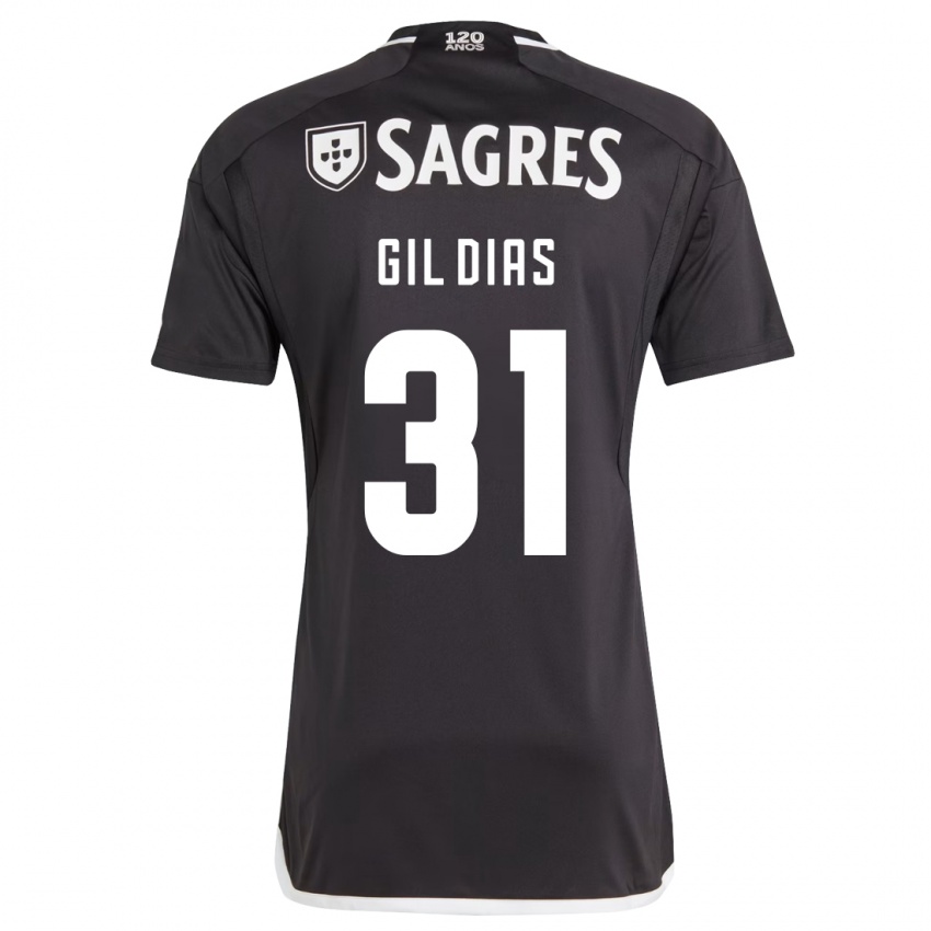 Mænd Gil Dias #31 Sort Udebane Spillertrøjer 2023/24 Trøje T-Shirt