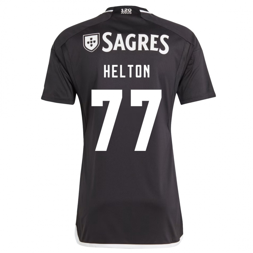 Mænd Helton Leite #77 Sort Udebane Spillertrøjer 2023/24 Trøje T-Shirt