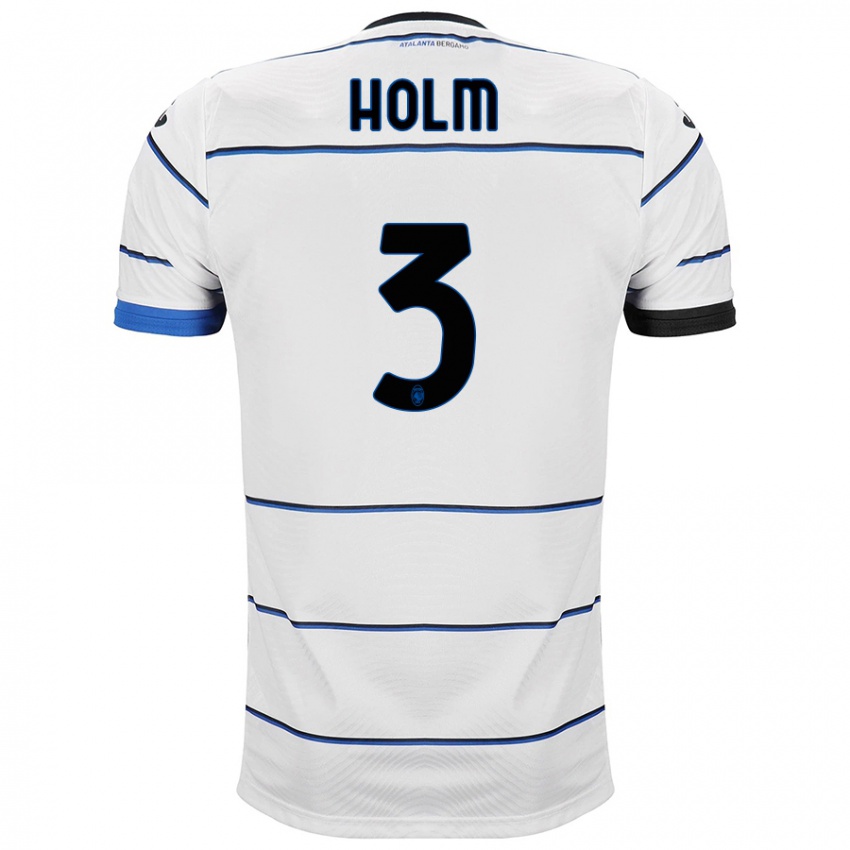 Mænd Emil Holm #3 Hvid Udebane Spillertrøjer 2023/24 Trøje T-Shirt