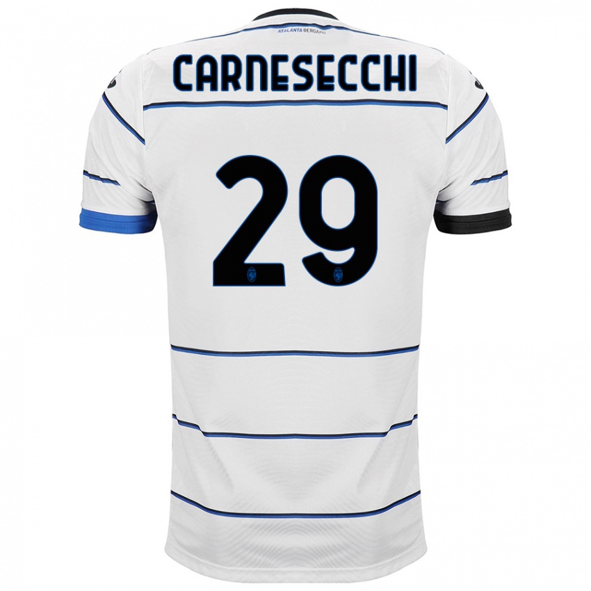 Mænd Marco Carnesecchi #29 Hvid Udebane Spillertrøjer 2023/24 Trøje T-Shirt