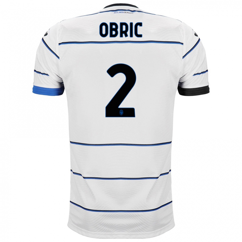 Mænd Relja Obric #2 Hvid Udebane Spillertrøjer 2023/24 Trøje T-Shirt