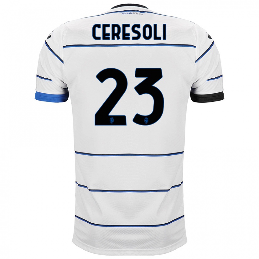Mænd Andrea Ceresoli #23 Hvid Udebane Spillertrøjer 2023/24 Trøje T-Shirt