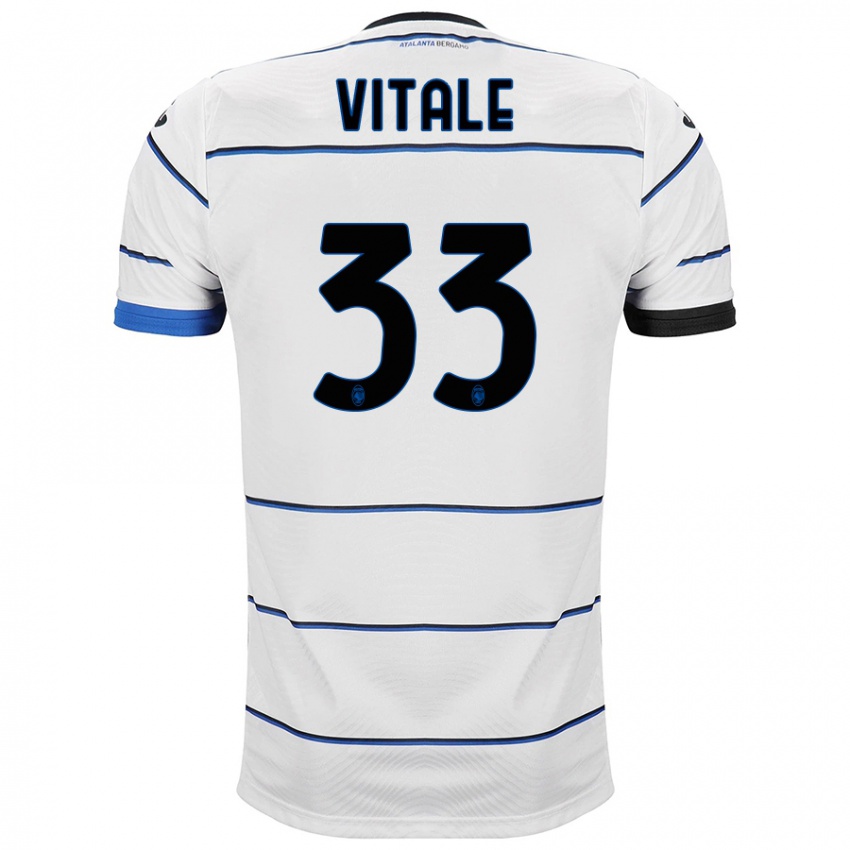 Mænd Francesca Vitale #33 Hvid Udebane Spillertrøjer 2023/24 Trøje T-Shirt