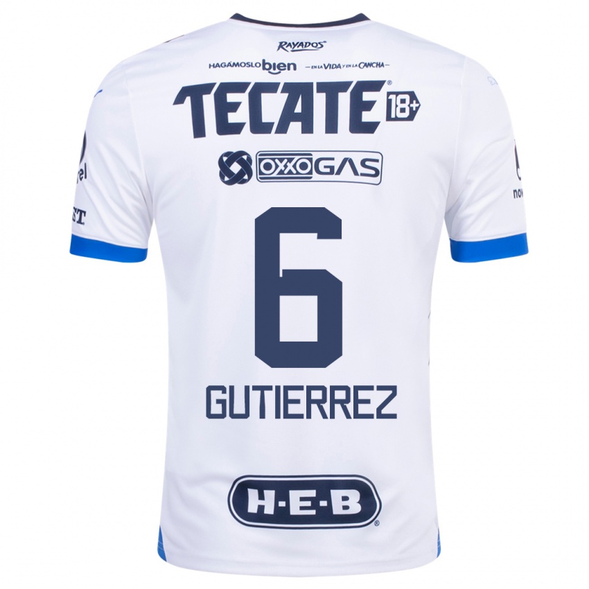 Mænd Edson Gutierrez #6 Hvid Udebane Spillertrøjer 2023/24 Trøje T-Shirt