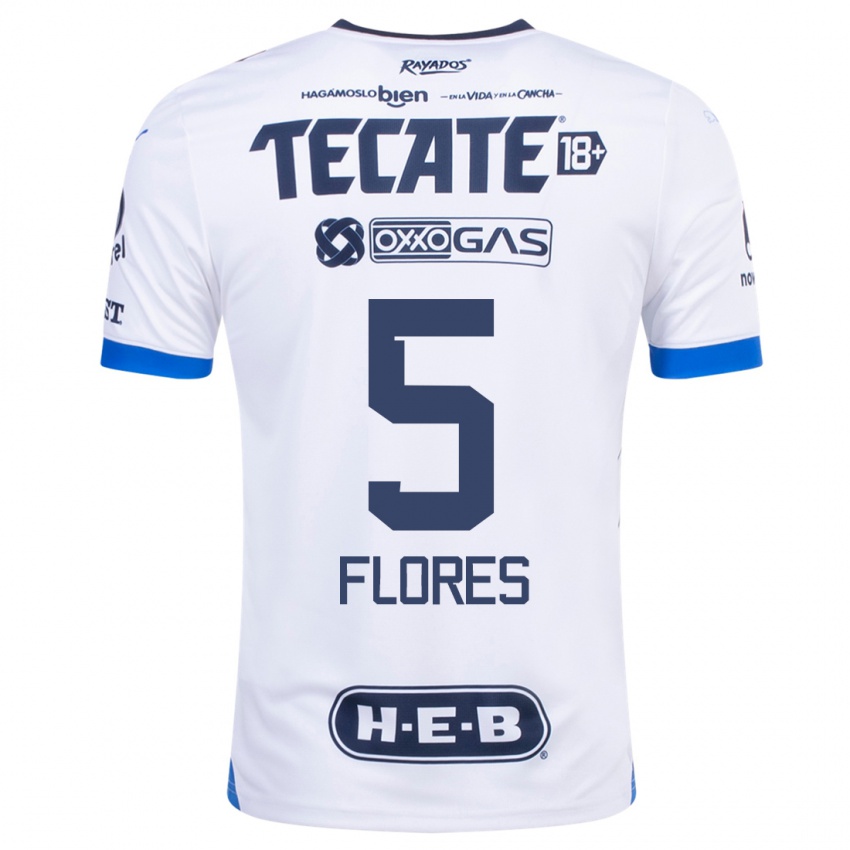 Mænd Monica Flores #5 Hvid Udebane Spillertrøjer 2023/24 Trøje T-Shirt