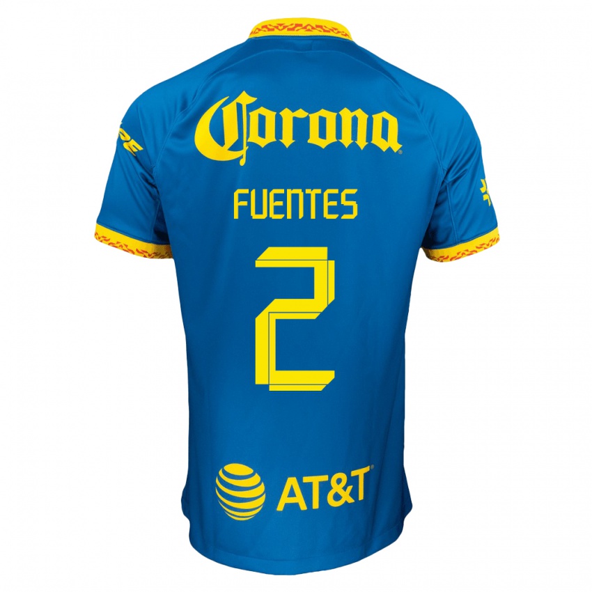 Mænd Luis Fuentes #2 Blå Udebane Spillertrøjer 2023/24 Trøje T-Shirt