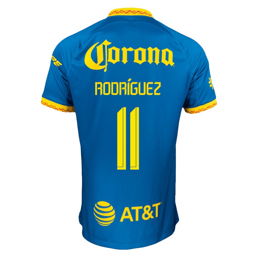 Mænd Jonathan Rodriguez #11 Blå Udebane Spillertrøjer 2023/24 Trøje T-Shirt