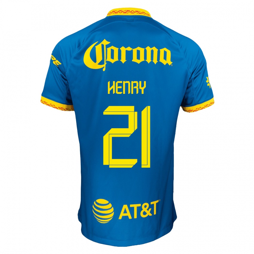 Mænd Henry Martin #21 Blå Udebane Spillertrøjer 2023/24 Trøje T-Shirt