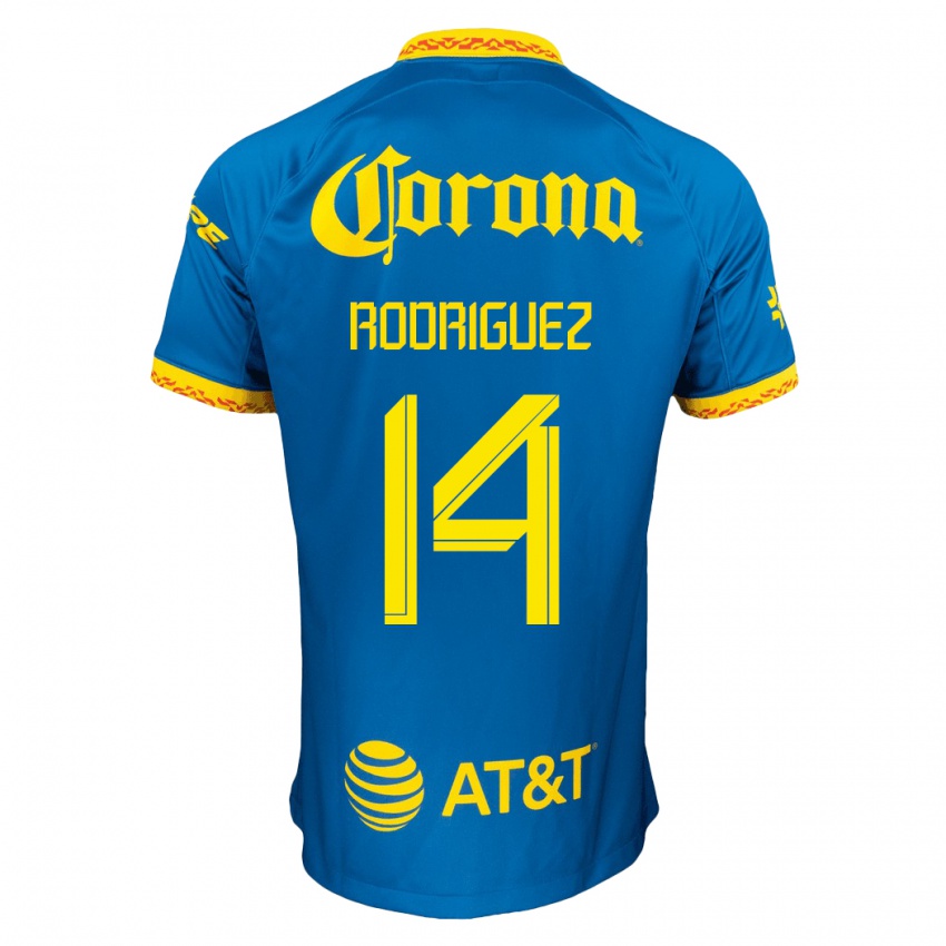 Mænd Monica Rodriguez #14 Blå Udebane Spillertrøjer 2023/24 Trøje T-Shirt