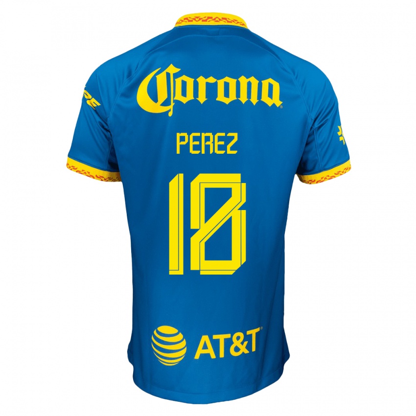 Mænd Amanda Perez #18 Blå Udebane Spillertrøjer 2023/24 Trøje T-Shirt