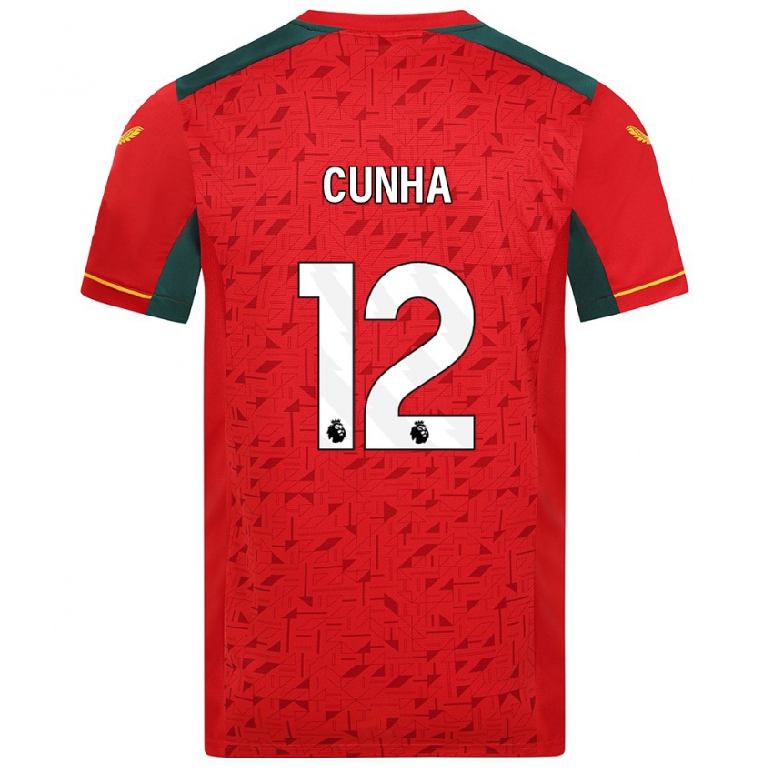 Kvinder Matheus Cunha #12 Rød Udebane Spillertrøjer 2023/24 Trøje T-Shirt