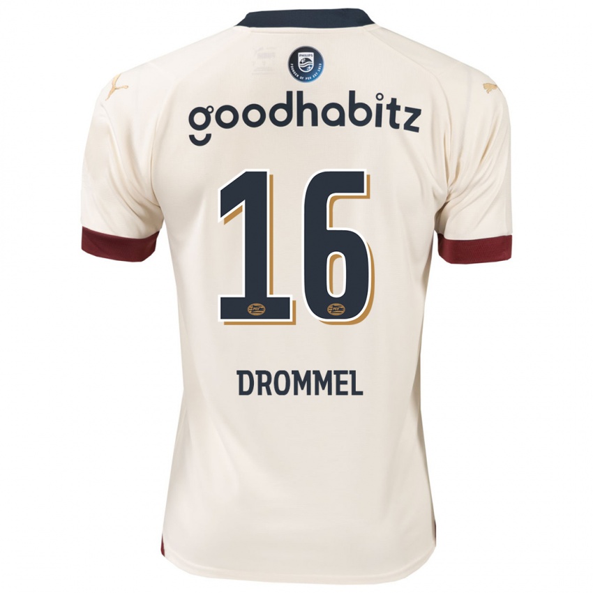 Kvinder Joel Drommel #16 Råhvid Udebane Spillertrøjer 2023/24 Trøje T-Shirt