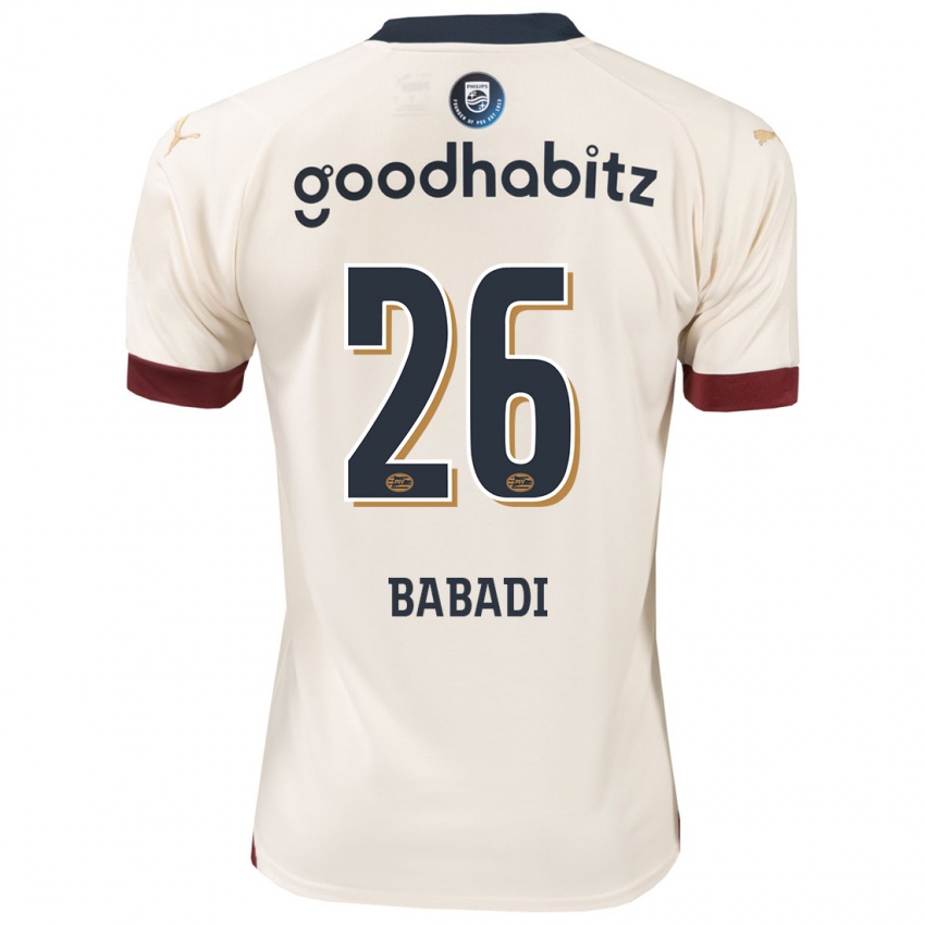 Kvinder Isaac Babadi #26 Råhvid Udebane Spillertrøjer 2023/24 Trøje T-Shirt
