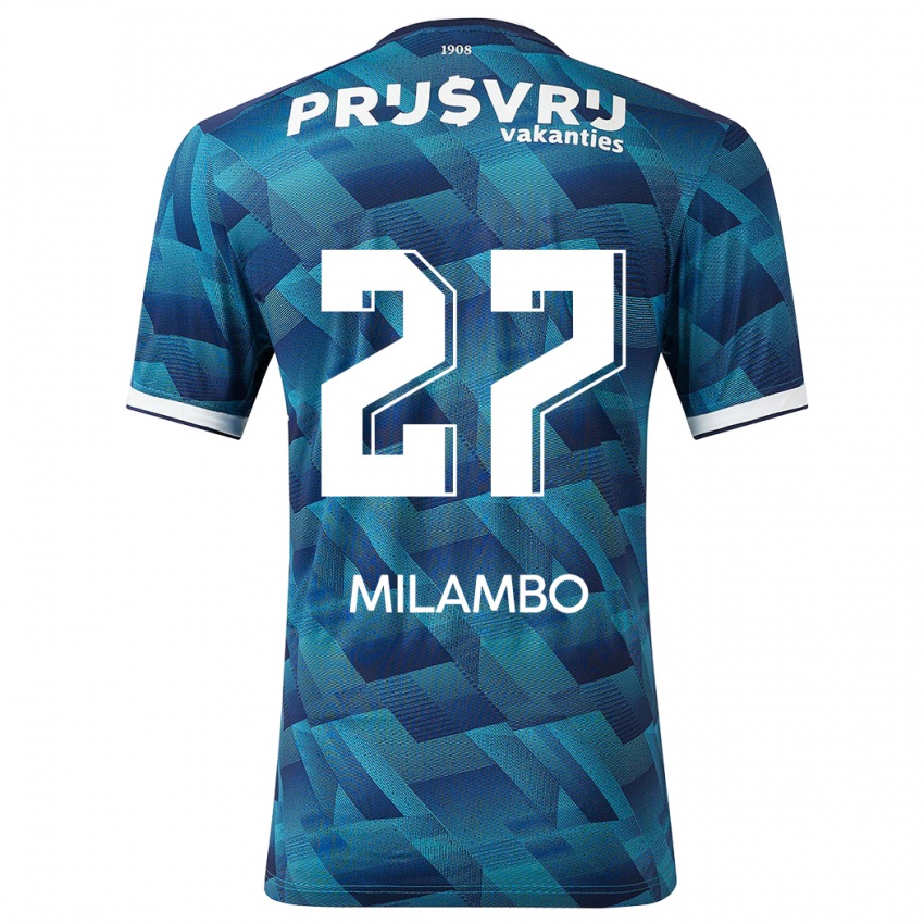 Kvinder Antoni Milambo #27 Blå Udebane Spillertrøjer 2023/24 Trøje T-Shirt