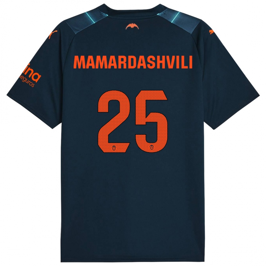 Kvinder Giorgi Mamardashvili #25 Marineblå Udebane Spillertrøjer 2023/24 Trøje T-Shirt