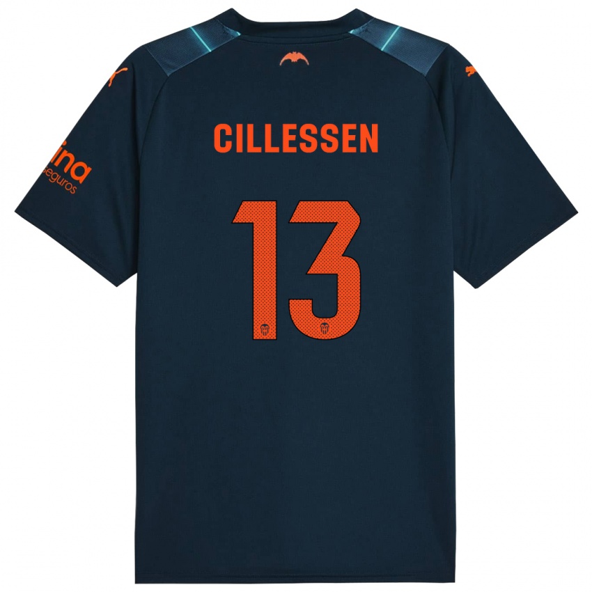 Kvinder Jasper Cillessen #13 Marineblå Udebane Spillertrøjer 2023/24 Trøje T-Shirt