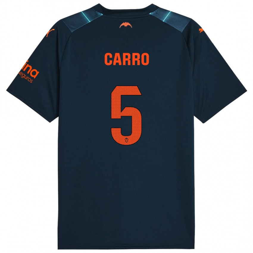 Kvinder Marta Carro #5 Marineblå Udebane Spillertrøjer 2023/24 Trøje T-Shirt