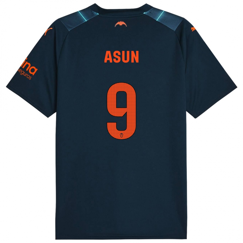 Kvinder Asun #9 Marineblå Udebane Spillertrøjer 2023/24 Trøje T-Shirt