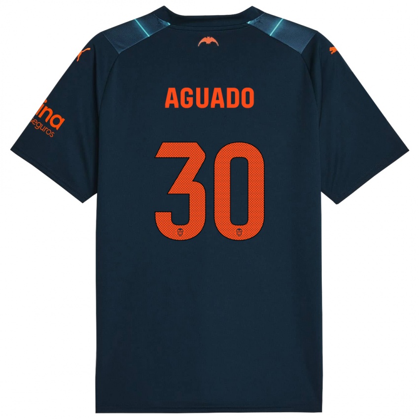 Kvinder Julia Aguado #30 Marineblå Udebane Spillertrøjer 2023/24 Trøje T-Shirt
