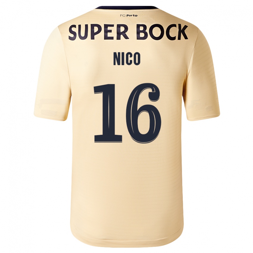 Kvinder Nico Gonzalez #16 Beige-Guld Udebane Spillertrøjer 2023/24 Trøje T-Shirt