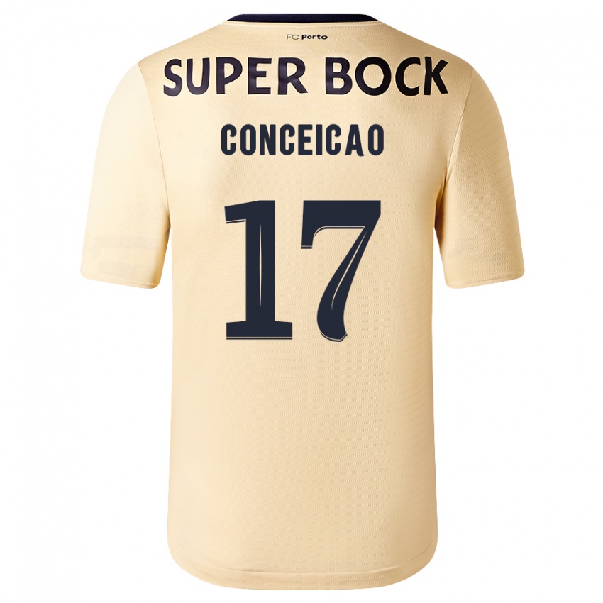Kvinder Rodrigo Conceicao #17 Beige-Guld Udebane Spillertrøjer 2023/24 Trøje T-Shirt