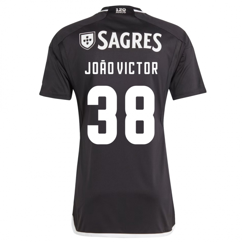Kvinder João Victor #38 Sort Udebane Spillertrøjer 2023/24 Trøje T-Shirt