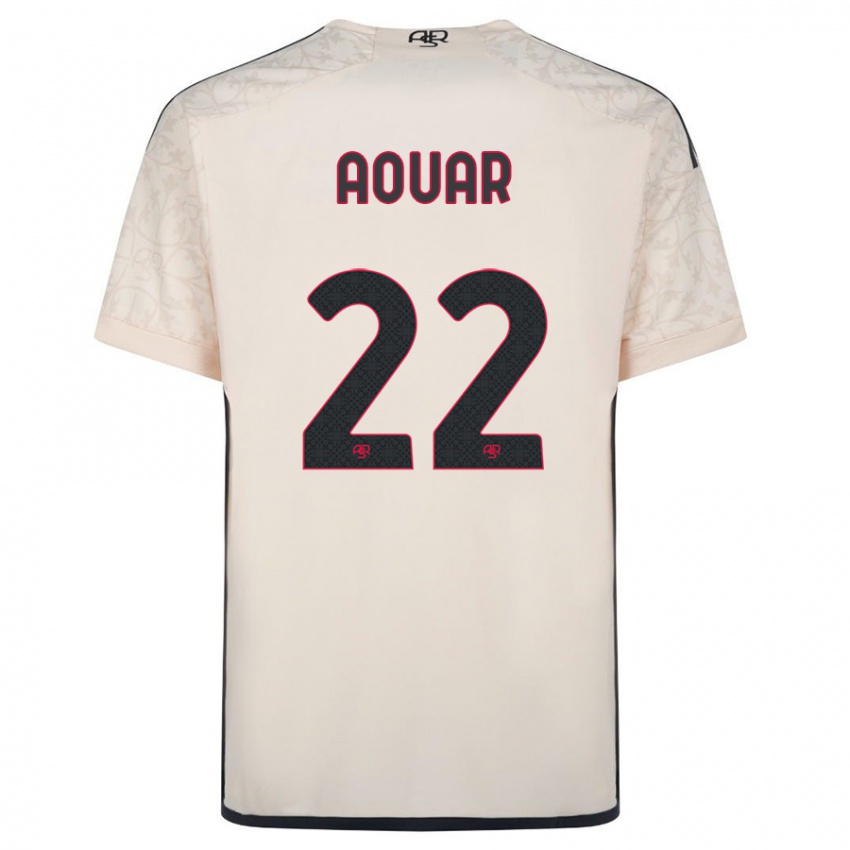 Kvinder Houssem Aouar #22 Råhvid Udebane Spillertrøjer 2023/24 Trøje T-Shirt