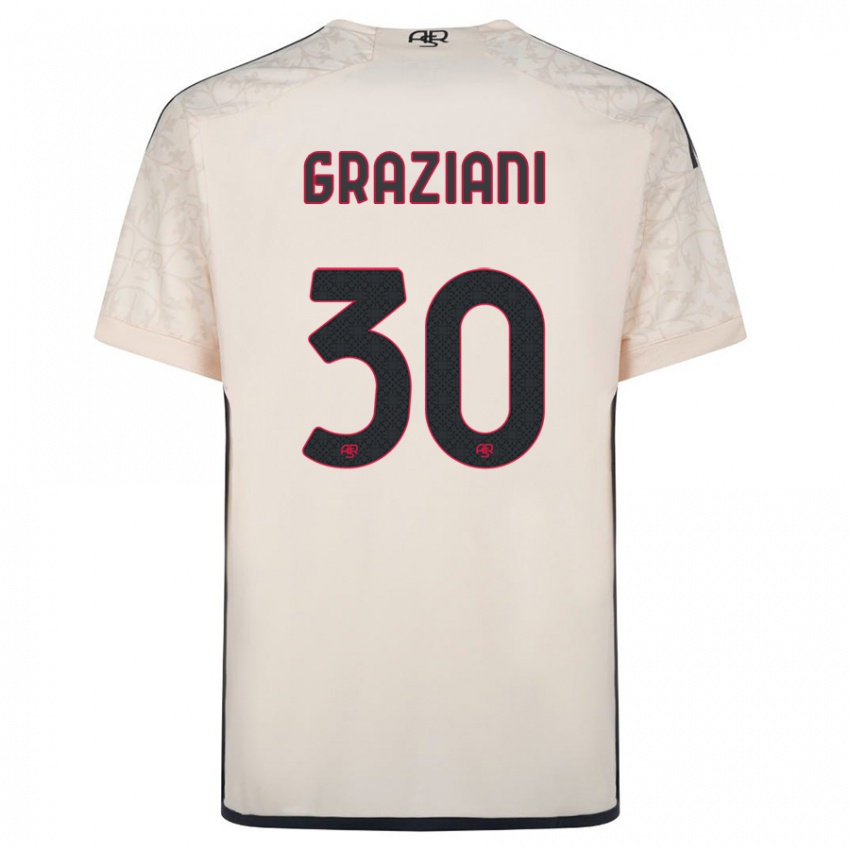 Kvinder Leonardo Graziani #30 Råhvid Udebane Spillertrøjer 2023/24 Trøje T-Shirt