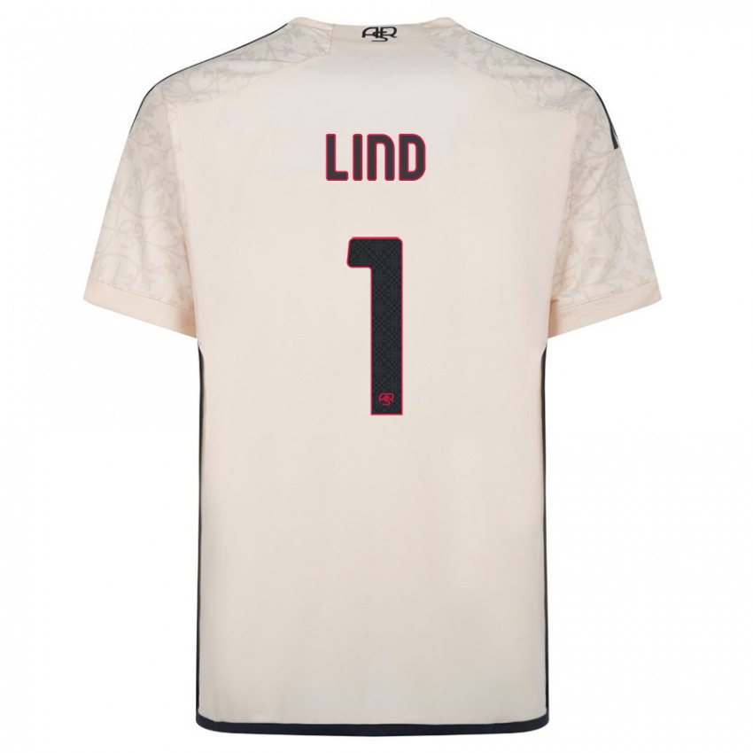 Kvinder Emma Lind #1 Råhvid Udebane Spillertrøjer 2023/24 Trøje T-Shirt