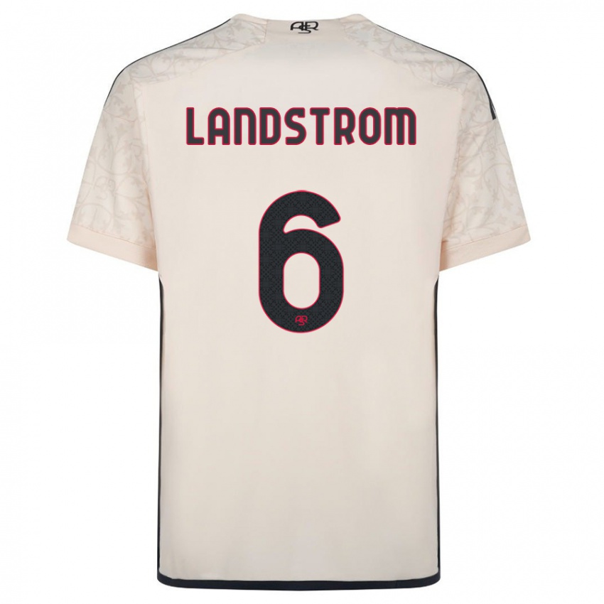Kvinder Elin Landstrom #6 Råhvid Udebane Spillertrøjer 2023/24 Trøje T-Shirt